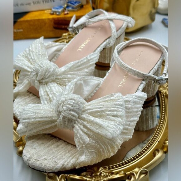🆕 LOEFFLER RANDALL 🧿 NWOT Dahlia White Lace Bow Mid Heel, Sz 6 - Picture 14 of 15